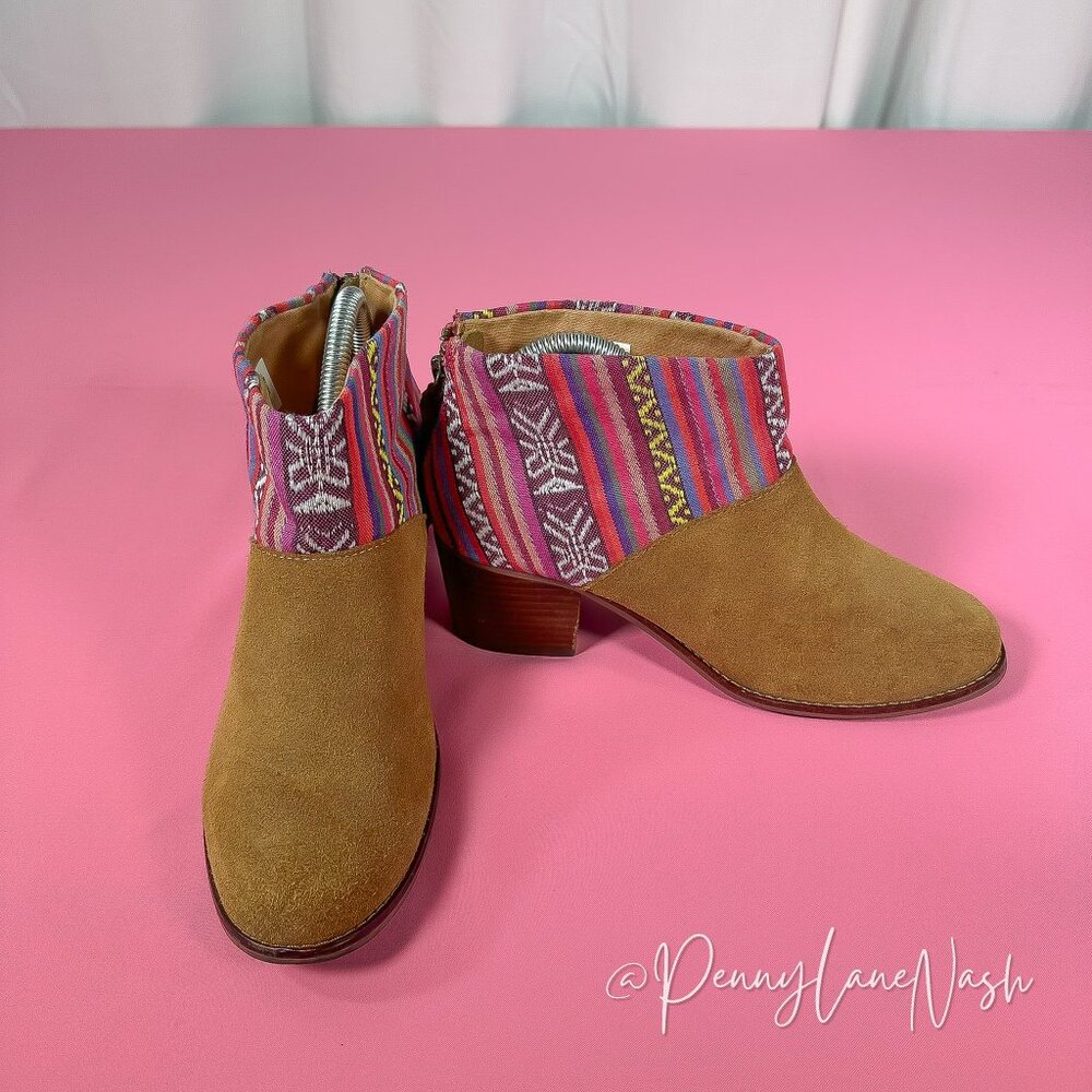 Toms Leila Suede Southwestern Ankle Boots Size 8 Textile Festival - Picture 4 of 8